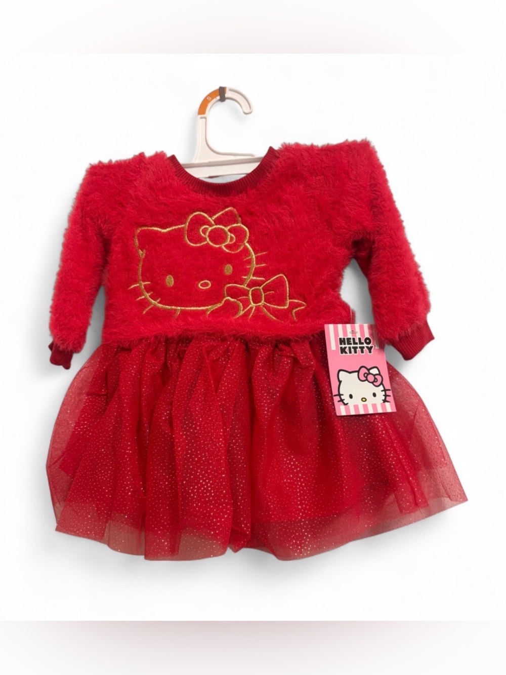 Hello Kitty Sparkle Red Tulle Dress with Embroidered Bow